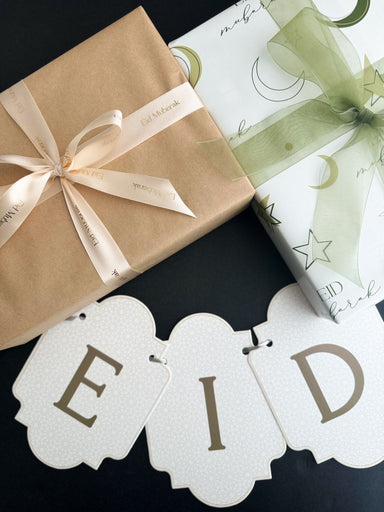 Eid Bundle 1: Gift Wrapping Roll, Eid Mubarak Banner and Eid Mubarak Ribbon