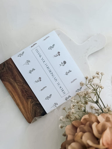 Teacher’s Appreciation Marble and Wood Serving Board (Bismillah Engraved)